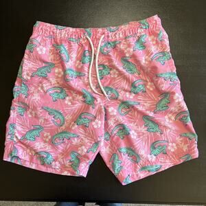 Valor Collective Swim Trunks Shorts Mens Medium Pink Alligator Drawstring Beach
